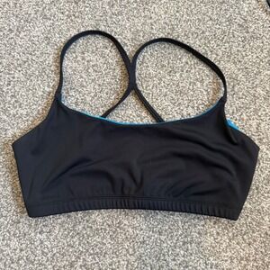 Hoka One One x Rabbit Womens Sports Bra Black Blue Medium Racerback Running